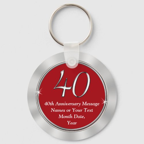 Customizable 40th Anniversary Gift Ideas Your Text Keychain