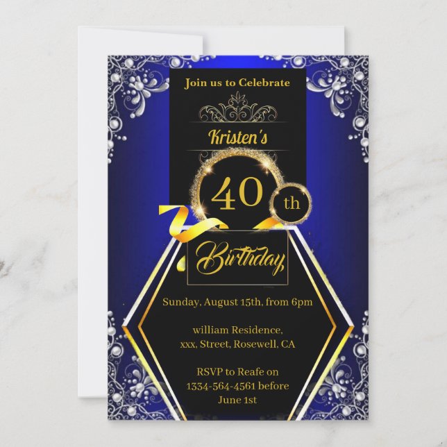 Customizable 40th Birthday Invitation (Front)
