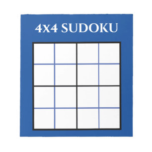 Customizable 4 by 4 Sudoku Template Blue Notepad