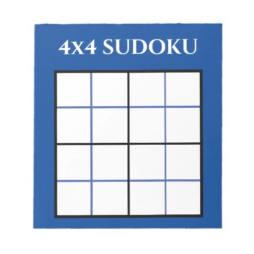 Customizable 4 by 4 Sudoku Template Blue Notepad