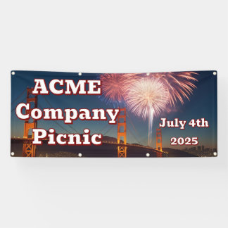 Customizable 4th of July outdoor banner w/grommets