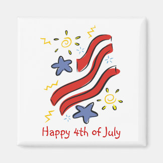 Customizable 4th of July Ribbon & Star Magnets