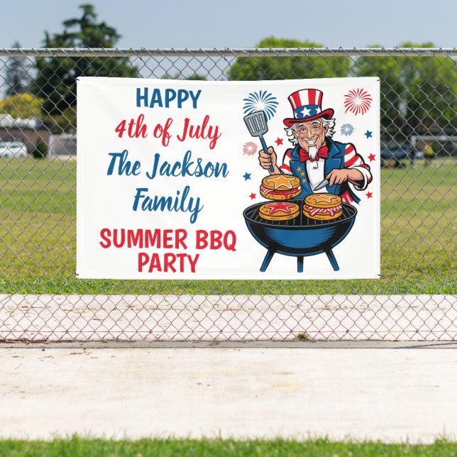 Customizable 4th of July Summer BBQ Party Banner (Insitu)