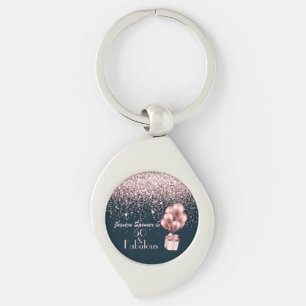 Customizable 50 & Fabulous Rose Gold B'day Favor Keychain