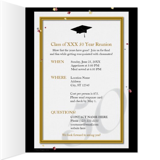 Customizable 50 Year Class Reunion Invitation (Inside (Right))