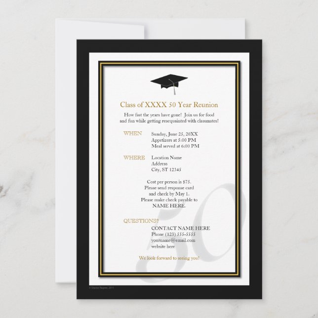 Customizable 50 Year Class Reunion Invitation (Front)