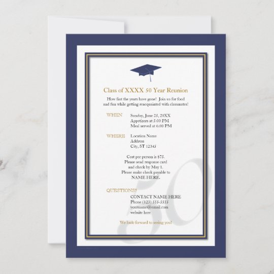 Customizable 50 Year Class Reunion Invitation | Zazzle.com