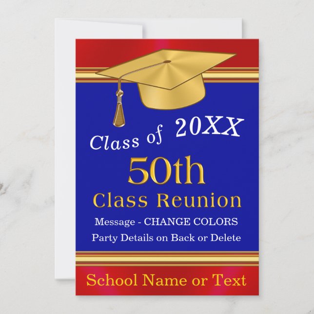 Customizable, 50 Year Class Reunion Invitations, Invitation (Front)