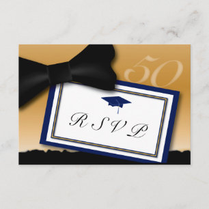 Customizable 50 Year Class Reunion RSVP Blue Card