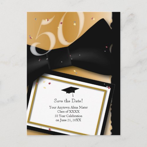 Customizable 50 Year Class Reunion Save the Date Announcement Postcard