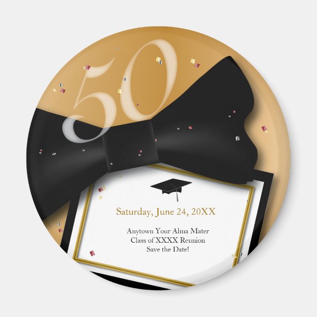 Customizable 50 Year Class Reunion Save the Date Magnet (Front)
