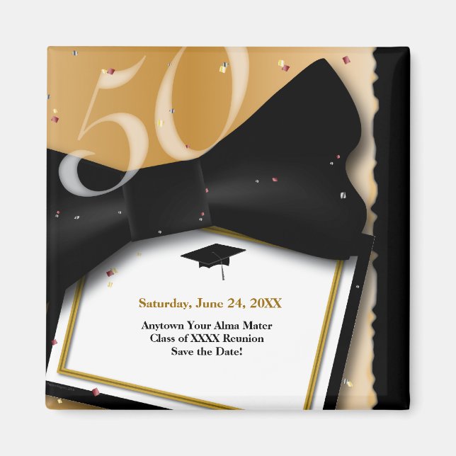 Customizable 50 Year Class Reunion Save the Date Magnet (Front)