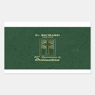 Customizable 50th Anniversary of Ordination Green Rectangular Sticker