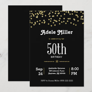 Customizable 50th Birthday with Glittering Gold Invitation