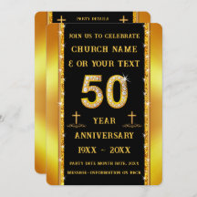Customizable, 50th Church Anniversary, Invitations
