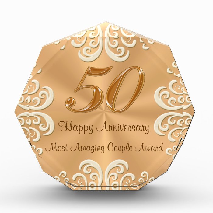 Golden Wedding Anniversary Gifts
 Customizable 50th Golden Wedding Anniversary Gifts Award