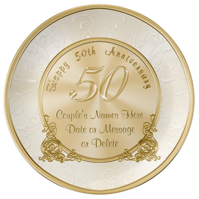 Customizable 50th Wedding Anniversary Gifts Plate (Front)