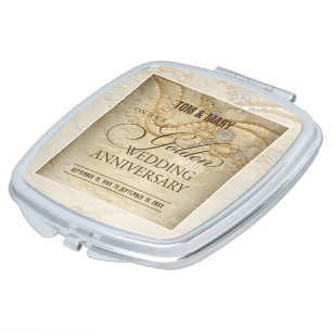 Customizable, 50th Wedding Anniversary Pearls Compact Mirror