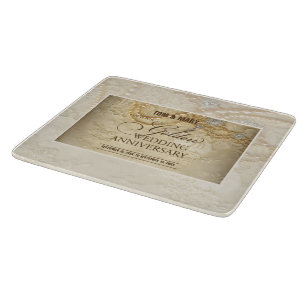 Customizable, 50th Wedding Anniversary Pearls Cutting Board