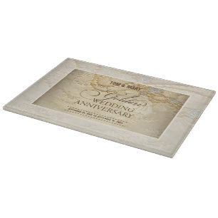 Customizable, 50th Wedding Anniversary Pearls Cutting Board