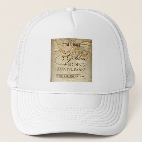 Customizable 50th Wedding Anniversary Pearls Trucker Hat