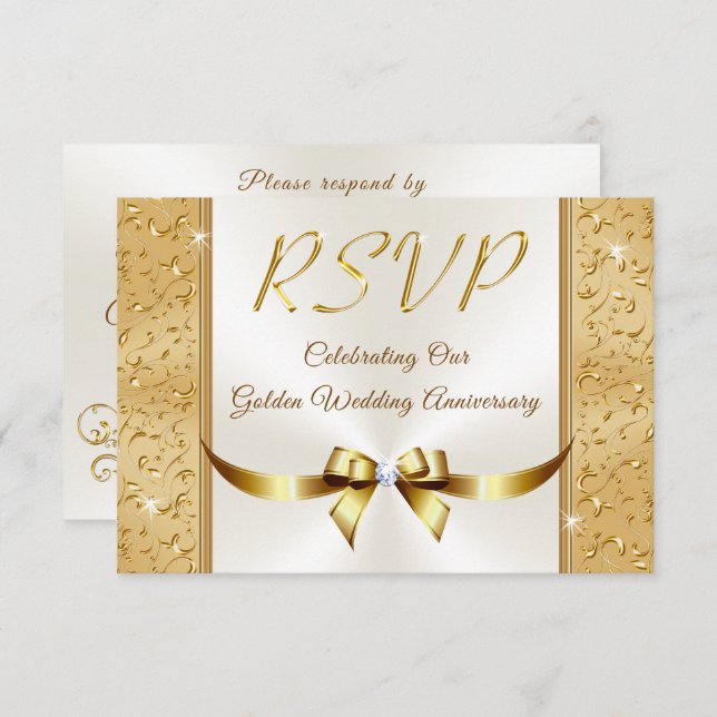 Customizable 50th Wedding Anniversary RSVP Cards (Front/Back)