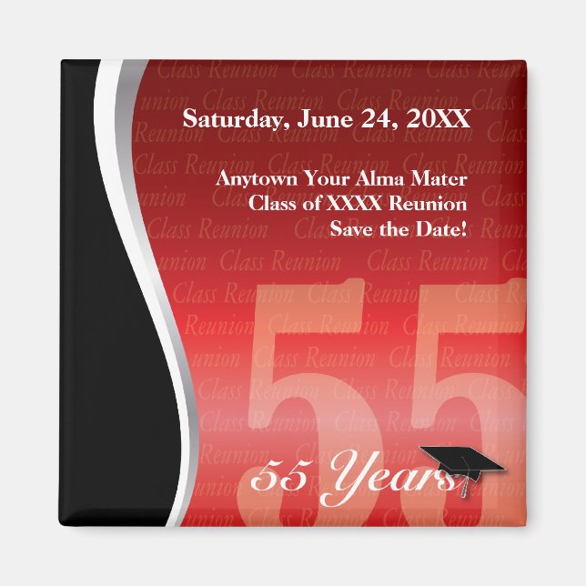 Customizable 55 Year Class Reunion Magnet (Front)