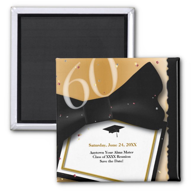 Customizable 60 Year Class Reunion Save the Date Magnet (Front)