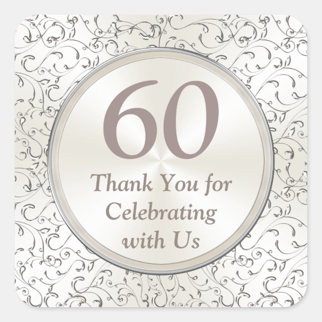 Customizable 60th Anniversary Stickers YEAR, TEXT (Front)