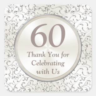 Customizable 60th Anniversary Stickers YEAR, TEXT