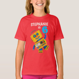 Customizable 6th Birthday Robot 6 Years T-Shirt