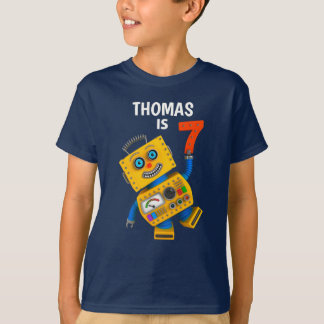 Customizable 7th Birthday Robot 7 Years T-Shirt