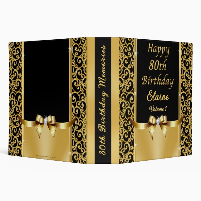 Customizable, 80th Birthday Photo Album, Volume 1, 3 Ring Binder (Background)