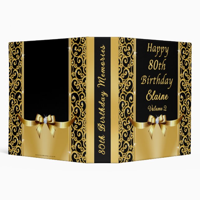 Customizable, 80th Birthday Photo Album, Volume 2, 3 Ring Binder (Background)