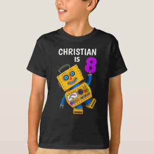 Customizable 8th Birthday Robot 8 Years T-Shirt