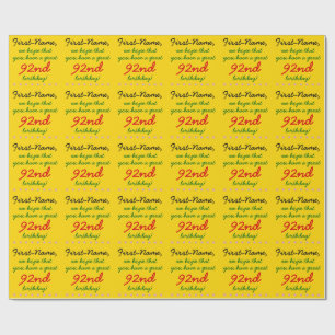 Customizable 92nd Birthday Wrapping Paper