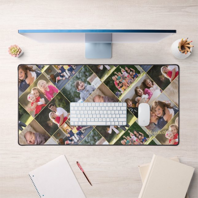 Customizable 9 Photo Collage Monogram Home Office Desk Mat (Office 1)