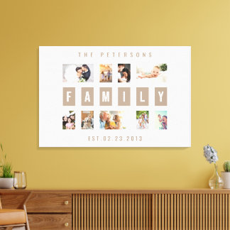 Customizable 9 Photo Family Modern Collage Wall Canvas Print