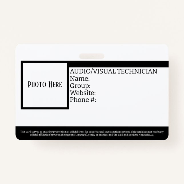 Customizable A/V Technician ID Badge (Front)