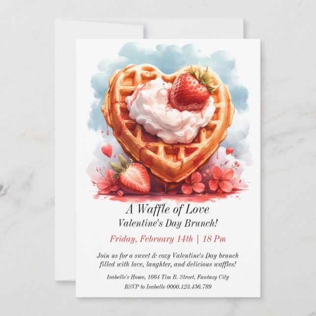 Customizable A Waffle of Love – Valentine’s Day  Invitation (Front)