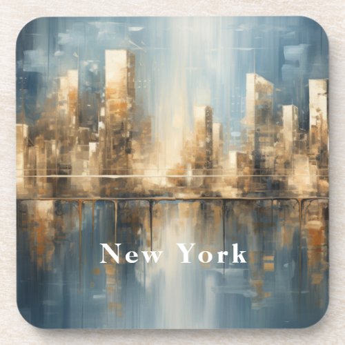 Customizable Abstract New York Painting Beverage Coaster
