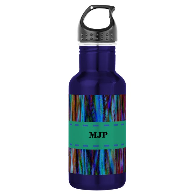 Customizable Abstract Stripes Design Stainless Steel Water Bottle (Front)