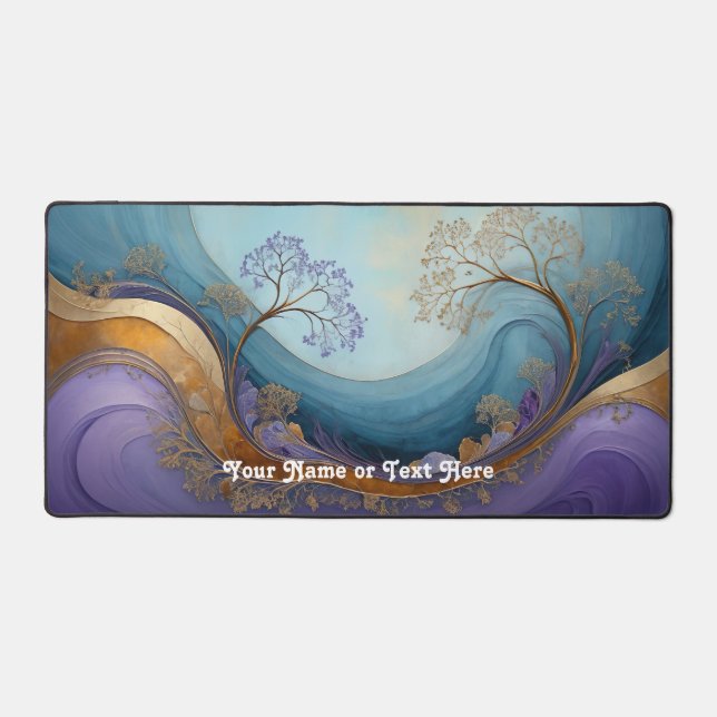 Customizable Abstract Tree Swirl Desk Mat (Front)