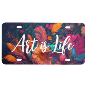 Customizable Abstract Whimsical Flower Art License Plate