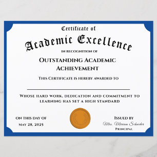 Customizable Academic Achievement Certificate