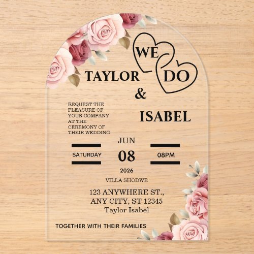 Customizable acrylic wedding invitation