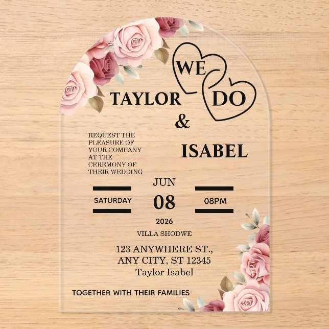 Customizable acrylic wedding invitation (Front)