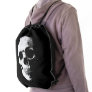 Customizable Add Text Template Black White Skull Drawstring Bag