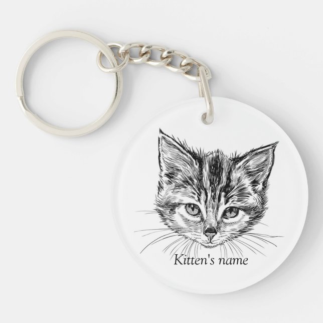 Customizable Adorable Little Kitten Keychain (Front)