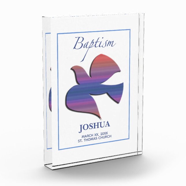 Customizable, Adult Baptism Dove Acrylic Award (Left)